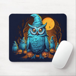 Tapis De Souris Chouette Omineuse Sur Halloween Graphique de nuit