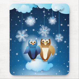 Tapis De Souris Chouettes amoureuses, mousepad