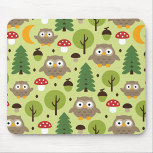 Tapis De Souris Chouettes Dans La Plaque De Souris De La Forêt