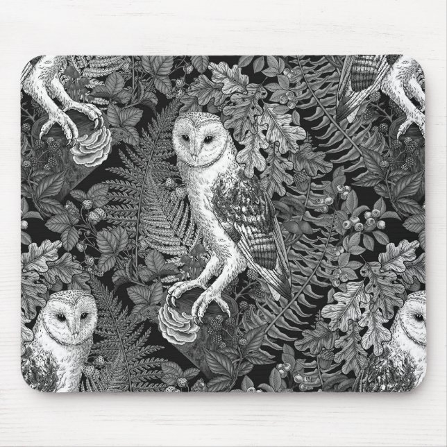 Tapis De Souris Chouettes, fougères, chênes et baies 4 (Devant)