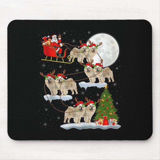 Tapis De Souris Chow Chow Dog Santa Sleigh Flying Funny Magical Ch (Devant)
