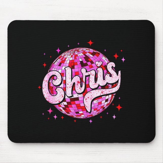 Tapis De Souris Chris groovy prénom D J'aime les t-shirts Chris Me (Devant)