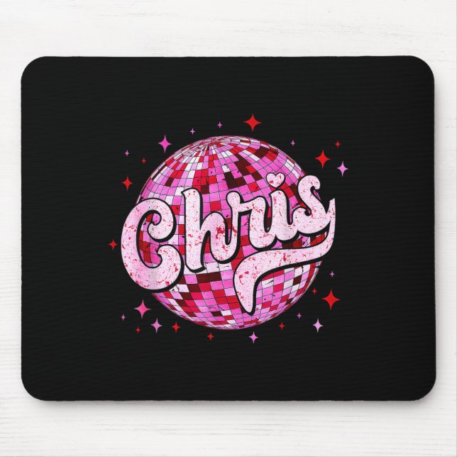 Tapis De Souris Chris groovy prénom D J'aime les t-shirts Chris mè (Devant)