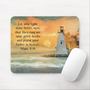 Tapis De Souris Christian Bible Verse Phare Coucher de soleil