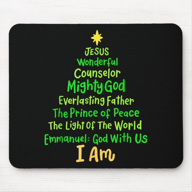 Tapis De Souris Christian Christmas Jesus Bible Names Xmas Tree Sh (Devant)