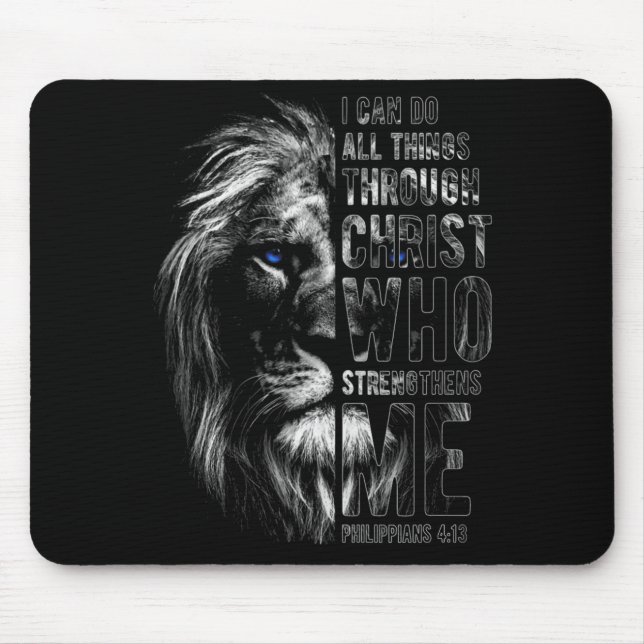 Tapis De Souris Christian I Can Do All Things Through Christ Lion  (Devant)
