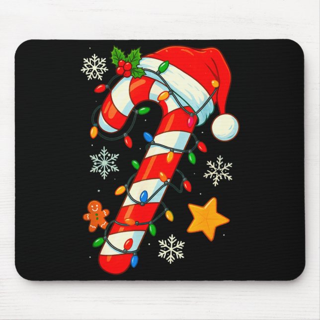 Tapis De Souris Christmas Candy Cane Santa Hat Xmas Kids Toddler Y (Devant)
