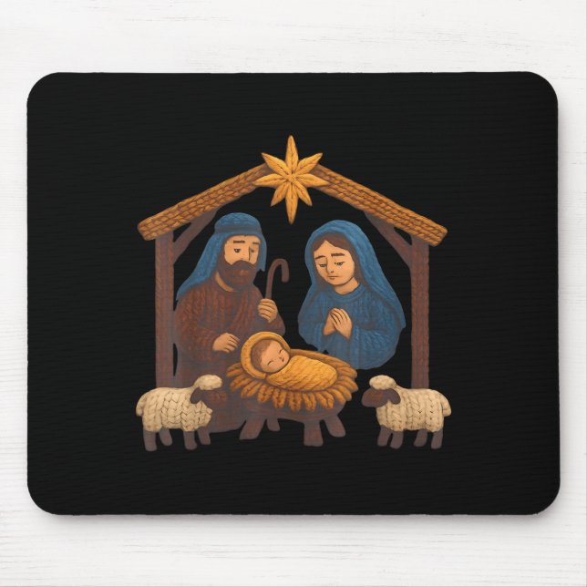 Tapis De Souris Christmas Crochet Jesus Christmas Faux Yarn Sewing (Devant)