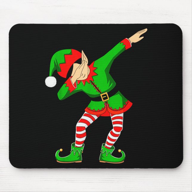 Tapis De Souris Christmas Dabbing Elf Santa Hat Boys Girls Kids Xm (Devant)