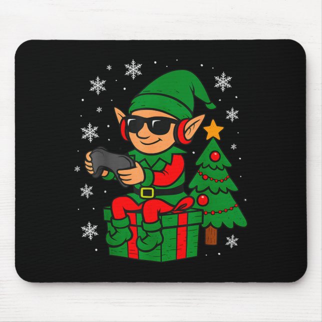 Tapis De Souris Christmas Gamer Retro Elf Funny Xmas Gaming Boys K (Devant)