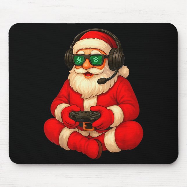 Tapis De Souris Christmas Gamer Santa Video Game Gaming Boys Men K (Devant)