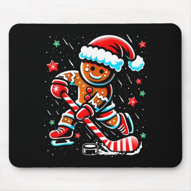 Tapis De Souris Christmas Gingerbread Ice Hockey Srts Funny Xmas P (Devant)