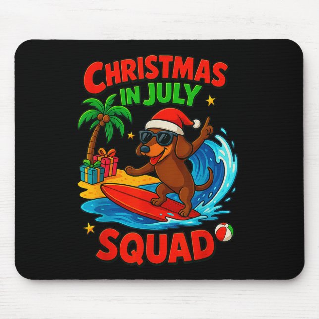 Tapis De Souris Christmas In July Funny Dachshund Dog Lover Xmas I (Devant)