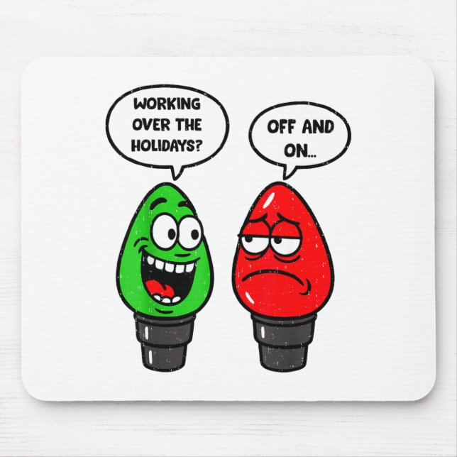 Tapis De Souris Christmas Lights Joke Light Bulb Working Off On Pu (Devant)