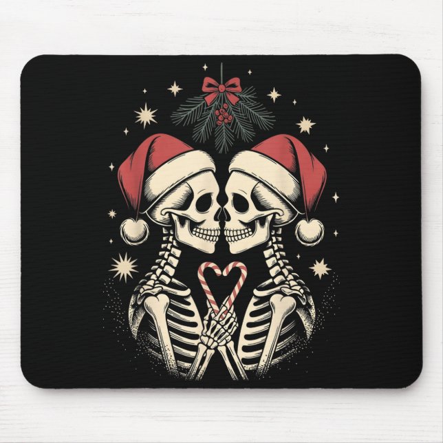 Tapis De Souris Christmas Matching Gothic Couple Dark Humor Skelet (Devant)