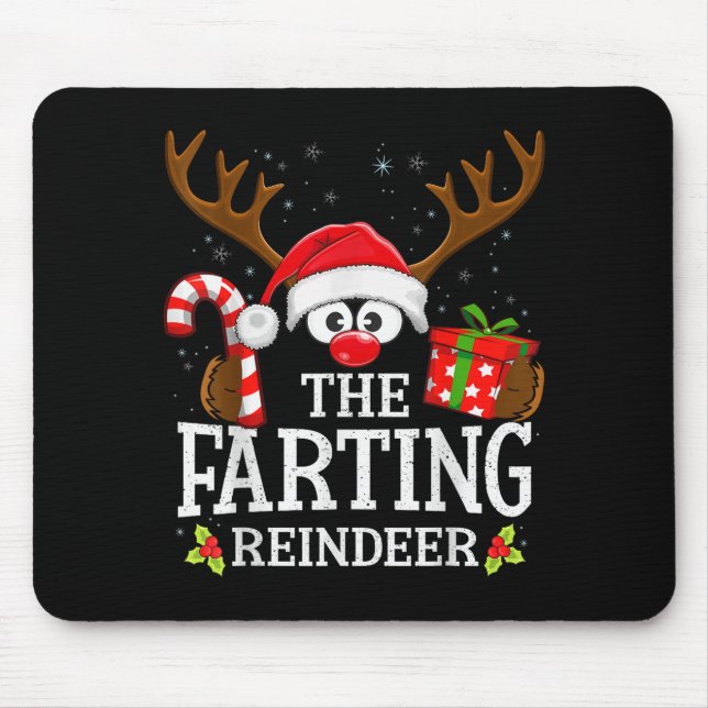 Tapis De Souris Christmas Matching The Farting Reindeer Family  (Devant)