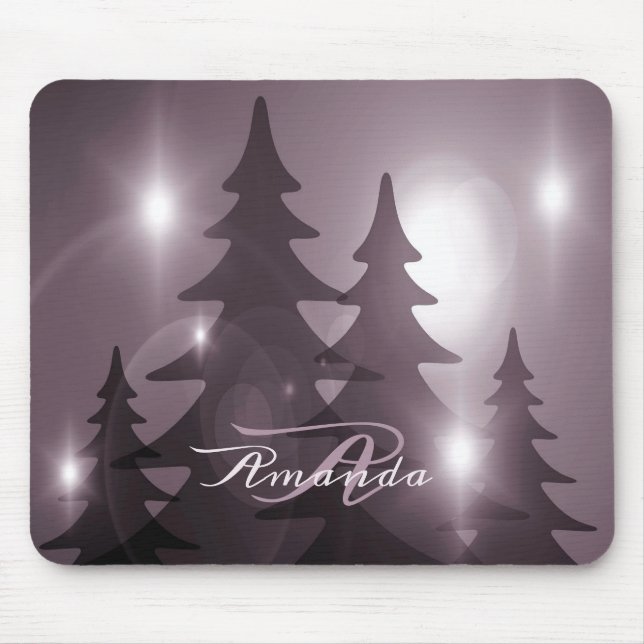 Tapis De Souris Christmas Monogram Pink Trees Holiday Winter (Devant)