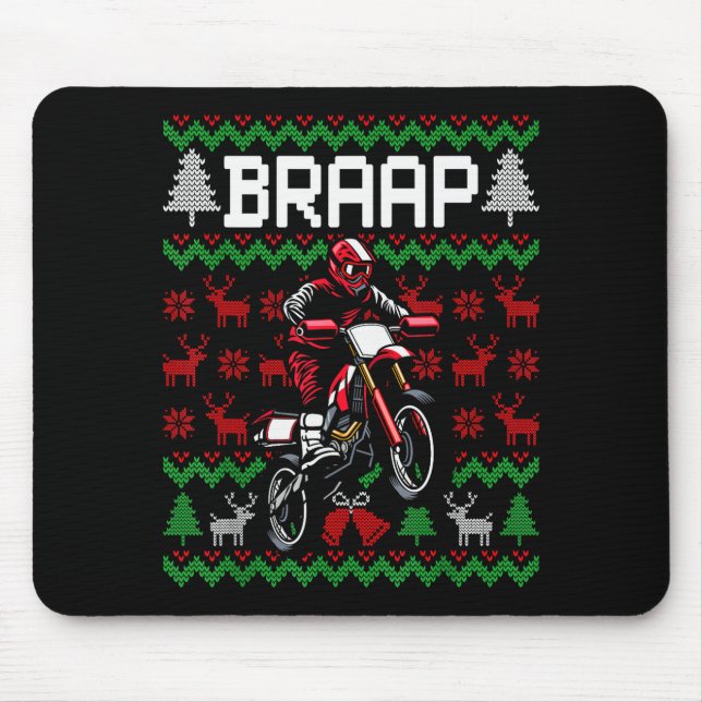 Tapis De Souris Christmas Motorcycle Motocross Braap Dirt Bike  (Devant)