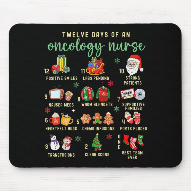 Tapis De Souris Christmas Oncology Rn Nurse 12 Days Of An Oncology (Devant)