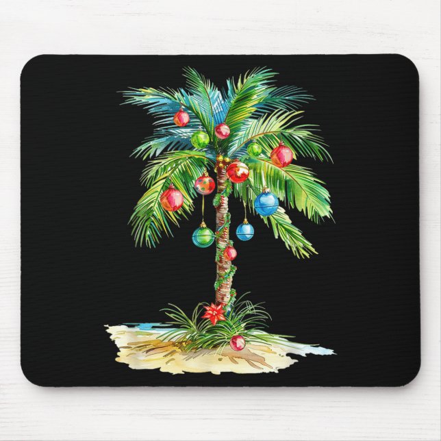 Tapis De Souris Christmas Palm Tree Light Hawaiian Trocal Xmas Men (Devant)
