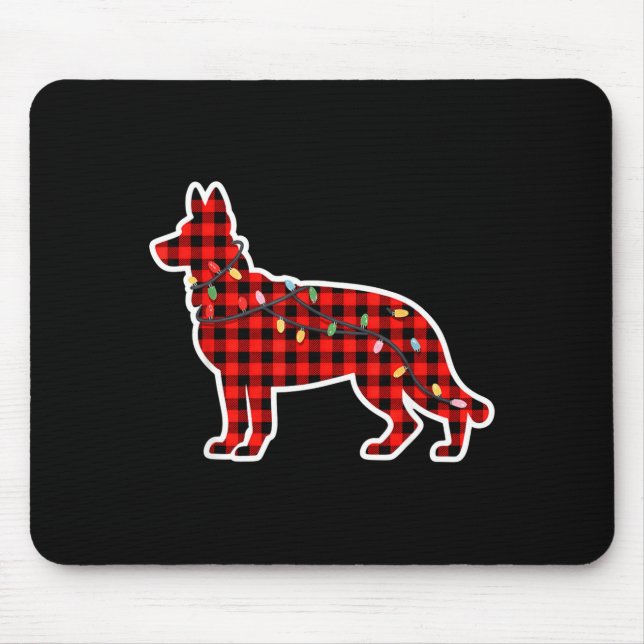 Tapis De Souris Christmas Red And Black Buffalo Plaid German Sheph (Devant)