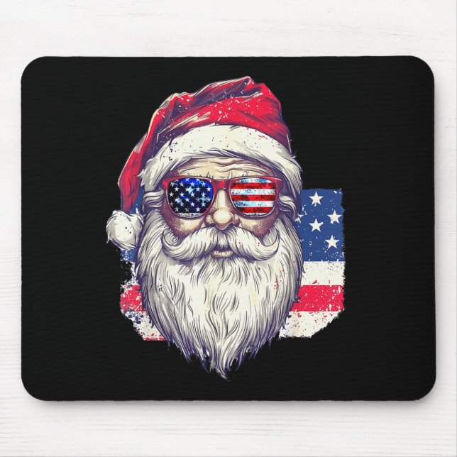 Tapis De Souris Christmas Santa Claus Patriotic Usa Sungles In Jul (Devant)