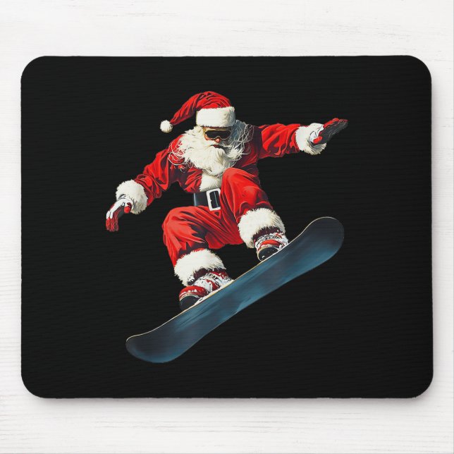 Tapis De Souris Christmas Santa Claus Snowboard Snowboarding Snowb (Devant)