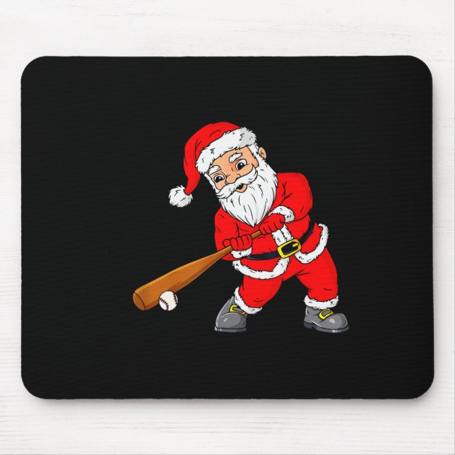 Tapis De Souris Christmas Santa Claus With Baseball Bat Boys Kids  (Devant)