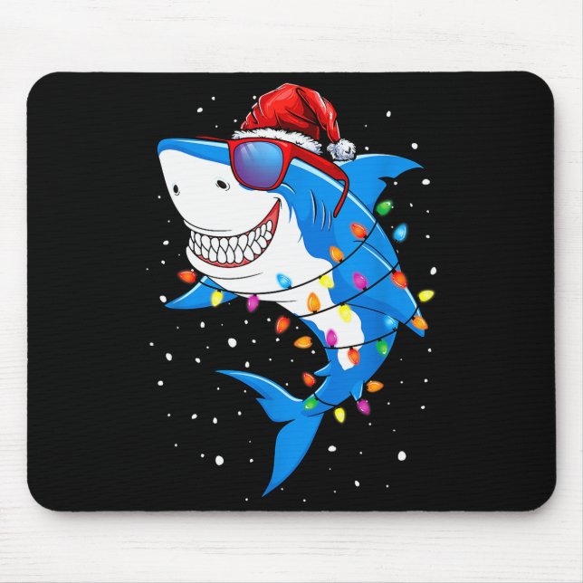 Tapis De Souris Christmas Shark Shirt Xmas Funny Santa Shark  (Devant)