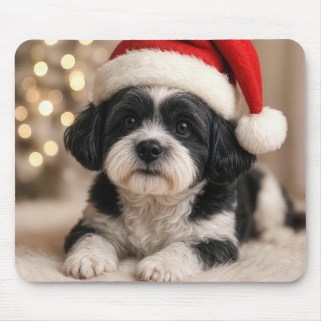 Tapis De Souris Christmas Shih Tzu Dog With Santa Hat (Devant)