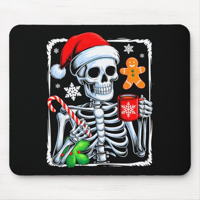 Tapis De Souris Christmas Skeleton Hot Chocolate Funny Xmas Men Wo (Devant)