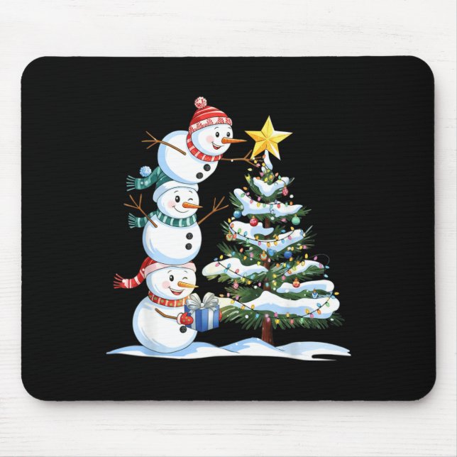 Tapis De Souris Christmas Snowman Christmas Tree Funny Snowman Lov (Devant)