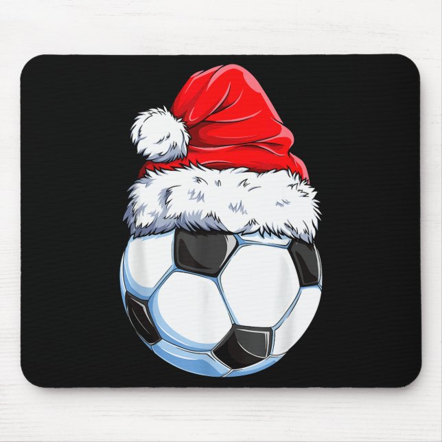 Tapis De Souris Christmas Soccer Ball Santa Hat Funny Srts Xmas Bo (Devant)