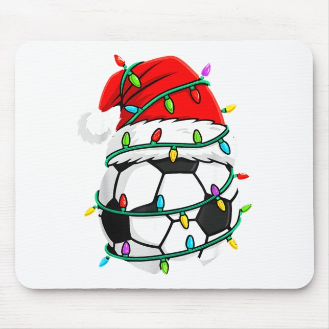 Tapis De Souris Christmas Soccer Santa Hat Lights Santa Srts Xmas  (Devant)
