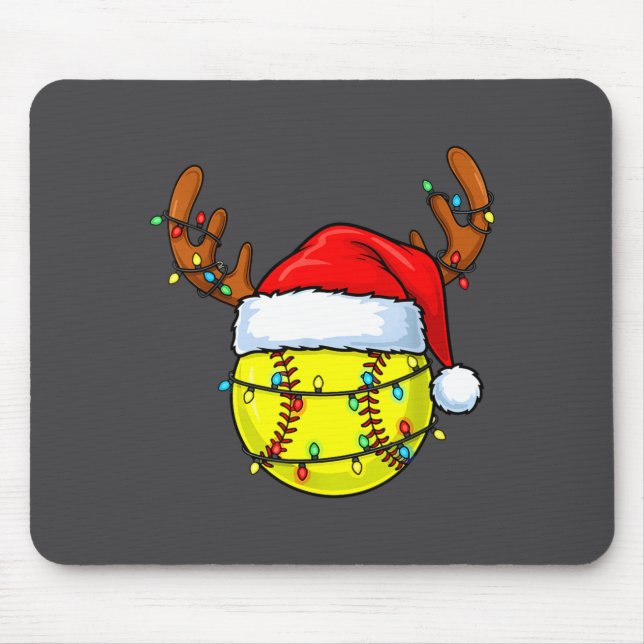 Tapis De Souris Christmas Softball Xmas Santa Srts Hat Mens Womens (Devant)