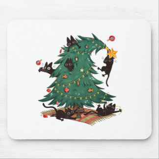 Tapis De Souris Christmas Tree and Cat Cute Christmas Cat Lover