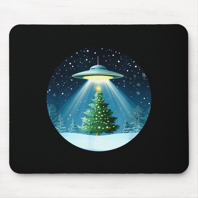 Tapis De Souris Christmas Tree Beamed By Ufo For Interstellar Holi (Devant)