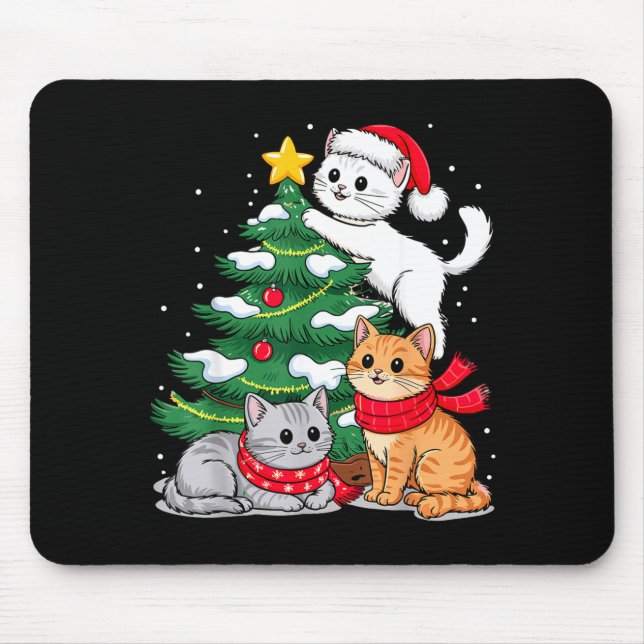 Tapis De Souris Christmas Tree Cats Xmas  (Devant)