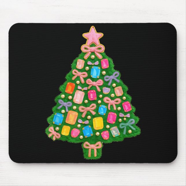Tapis De Souris Christmas Tree Coquette Bow Crochet Xmas Pajamas H (Devant)