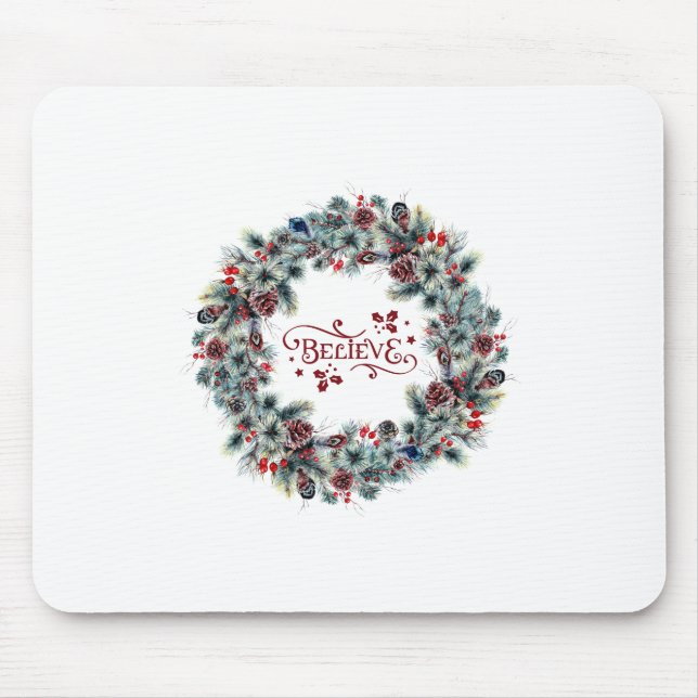 Tapis De Souris Christmas Wreath CROIRE Typographie (Devant)