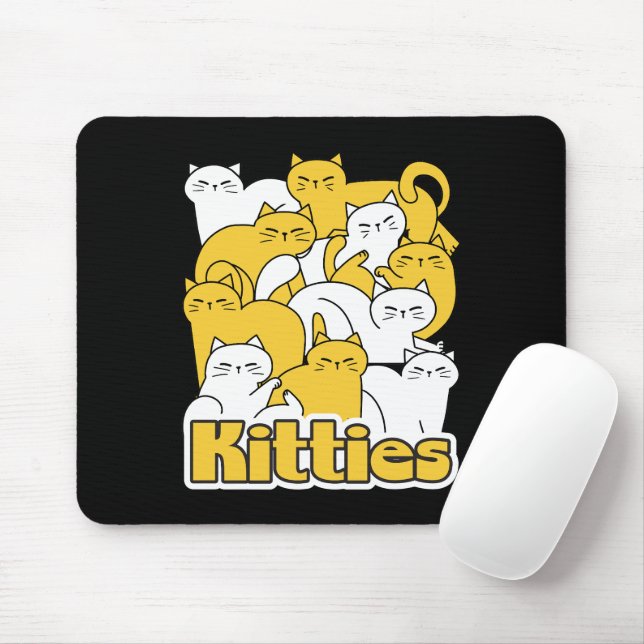 Tapis De Souris Chubby Kitties Design - Cat Art adorable (Avec souris)