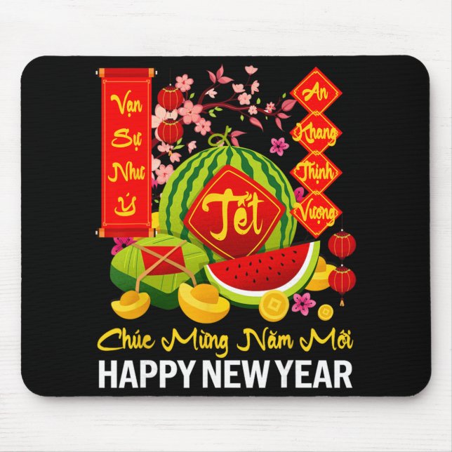 Tapis De Souris Chuc Mung Nam Moi Happy Lunar New Year Vietnamese  (Devant)