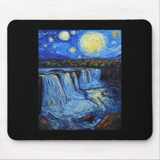 Tapis De Souris Chutes du Niagara - Style Van Gogh - Nuit étoilée 