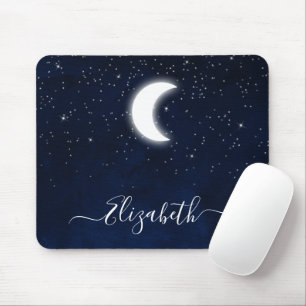 Tapis De Souris Ciel aquarelle Lune céleste Etoiles 