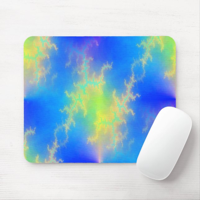 Tapis De Souris Ciel bleu et boulons de foudre jaune doré (Avec souris)