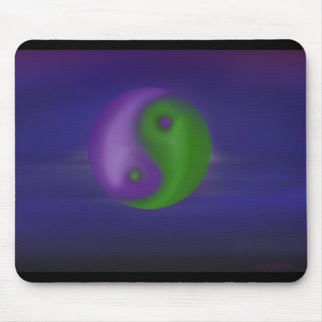 Tapis De Souris Ciel de yang et de ying violet vert (Devant)