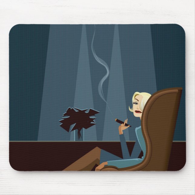 Tapis De Souris Cigare de tabagisme de femme d'affaires (Devant)