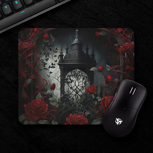 Tapis De Souris Cimetière gothique Jardin Rose avec Rouge et Noir (Créateur téléchargé)