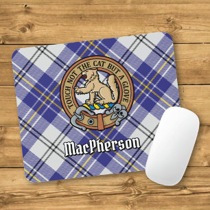 Tapis De Souris Cimier du clan MacPherson sur tartan bleu de soiré