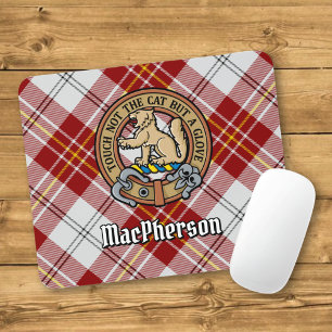 Tapis De Souris Cimier du clan MacPherson sur tartan de robe rouge